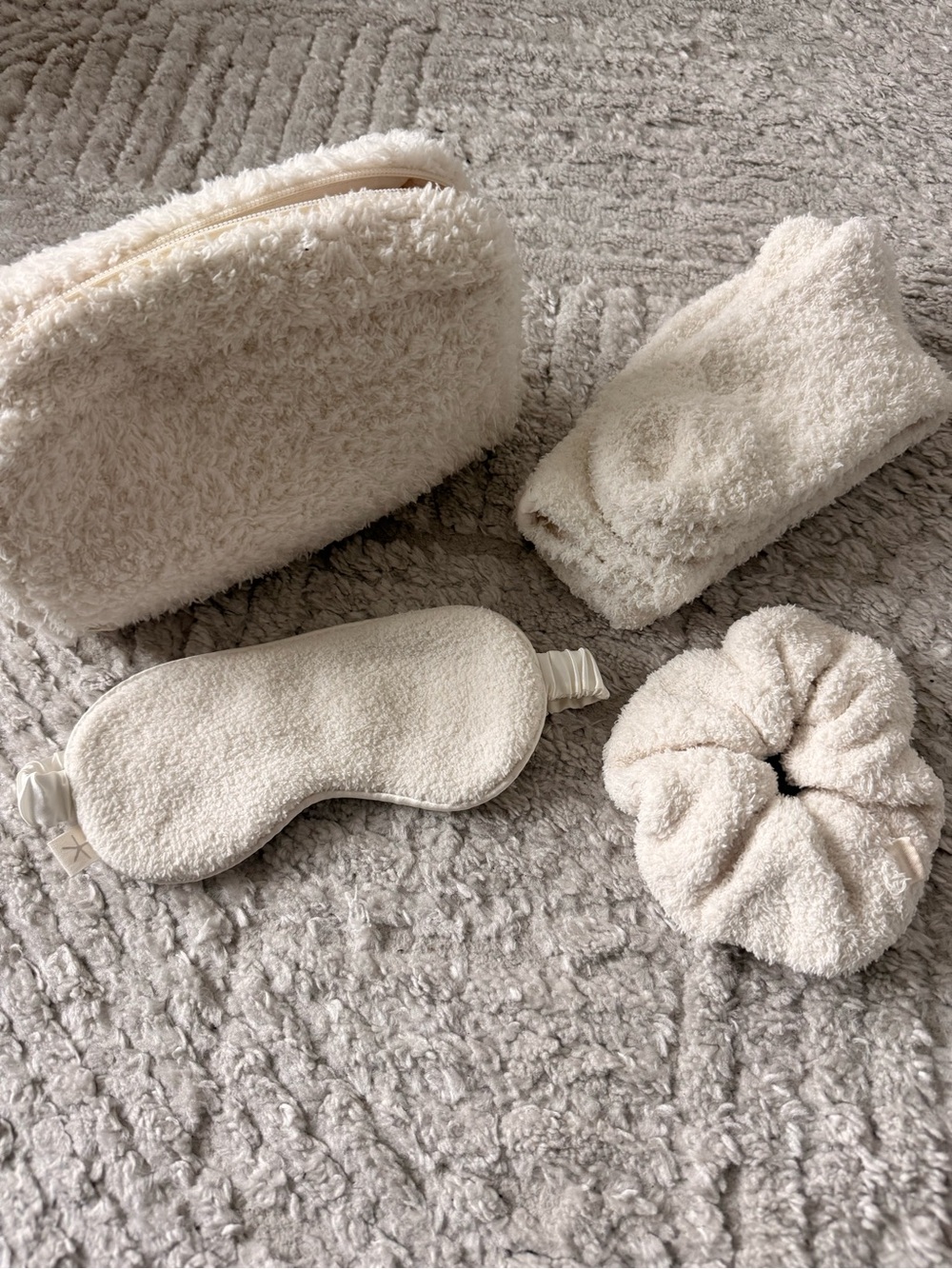 Barefoot Dreams Cozy Cream Spa Set - Eye Mask, Scrunchie, Pouch & Headband